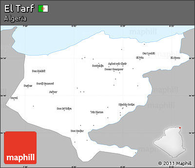 Gray Simple Map of El Tarf, single color outside