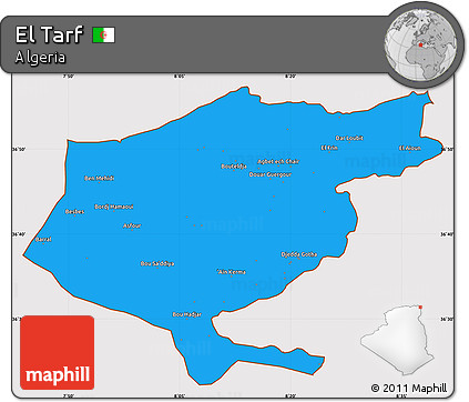 Political Simple Map of El Tarf, cropped outside