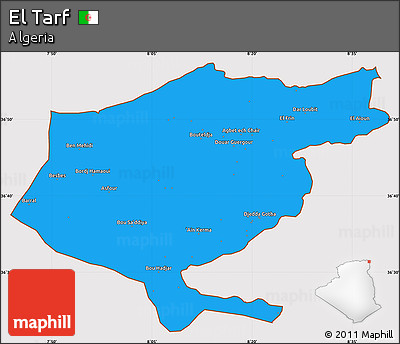 Political Simple Map of El Tarf, cropped outside