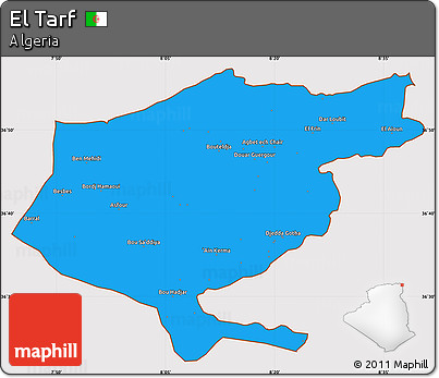 Political Simple Map of El Tarf, cropped outside