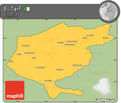 Savanna Style Simple Map of El Tarf, cropped outside