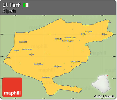 Savanna Style Simple Map of El Tarf, cropped outside