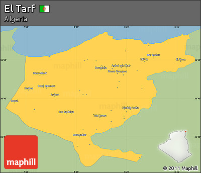 Savanna Style Simple Map of El Tarf, single color outside