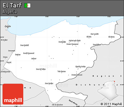Silver Style Simple Map of El Tarf