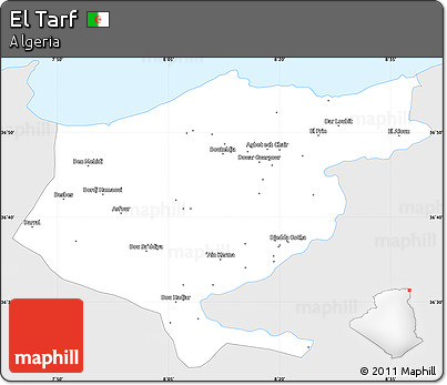 Silver Style Simple Map of El Tarf, single color outside