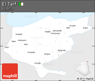 Silver Style Simple Map of El Tarf, single color outside