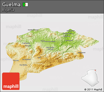 Physical 3D Map of Guelma, cropped outside