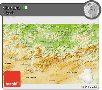 Physical 3D Map of Guelma