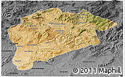 Satellite 3D Map of Guelma, darken, desaturated