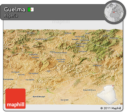 Satellite 3D Map of Guelma