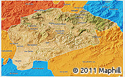 Satellite 3D Map of Guelma, political outside