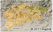 Satellite 3D Map of Guelma, semi-desaturated