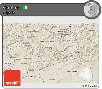 Shaded Relief 3D Map of Guelma