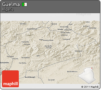 Shaded Relief 3D Map of Guelma