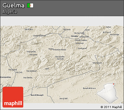 Shaded Relief 3D Map of Guelma