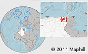 Gray Location Map of Guelma, highlighted country, hill shading