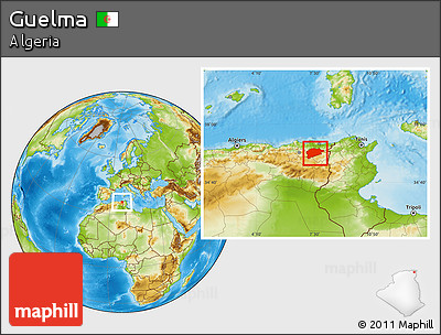 Physical Location Map of Guelma