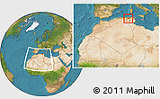 Satellite Location Map of Guelma, within the entire country