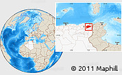 Shaded Relief Location Map of Guelma, highlighted country