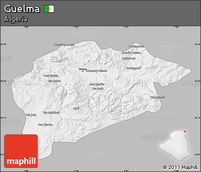 Gray Map of Guelma, single color outside