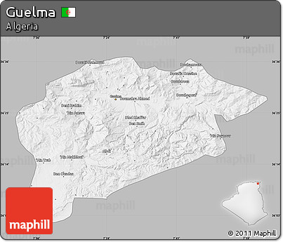 Gray Map of Guelma, single color outside