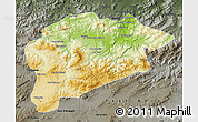 Physical Map of Guelma, darken, semi-desaturated