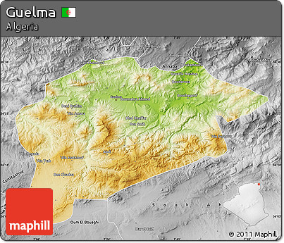 Physical Map of Guelma, desaturated
