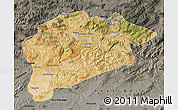 Satellite Map of Guelma, darken, semi-desaturated