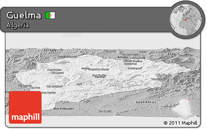 Gray Panoramic Map of Guelma