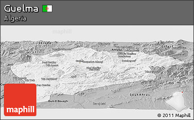 Gray Panoramic Map of Guelma