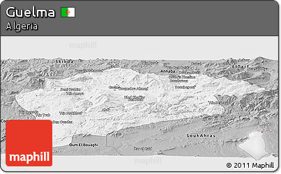 Gray Panoramic Map of Guelma