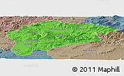 Political Panoramic Map of Guelma, semi-desaturated