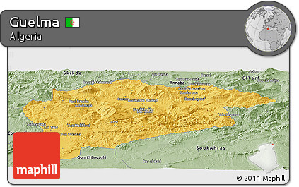 Savanna Style Panoramic Map of Guelma