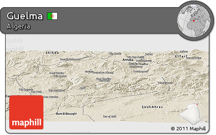 Shaded Relief Panoramic Map of Guelma