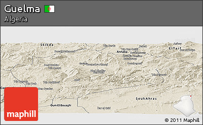 Shaded Relief Panoramic Map of Guelma