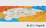 Shaded Relief Panoramic Map of Guelma, political outside