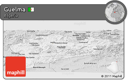 Silver Style Panoramic Map of Guelma