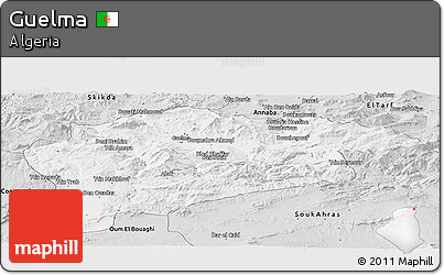Silver Style Panoramic Map of Guelma