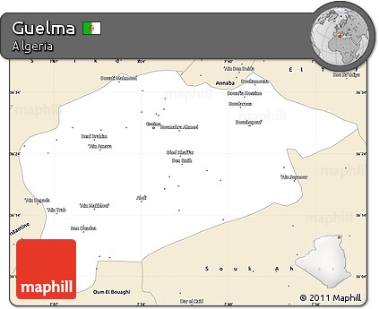 Classic Style Simple Map of Guelma