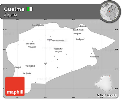 Gray Simple Map of Guelma, single color outside
