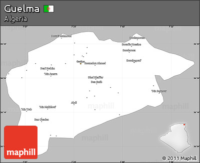 Gray Simple Map of Guelma, single color outside