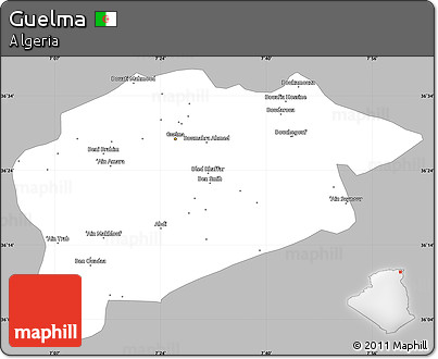 Gray Simple Map of Guelma, single color outside