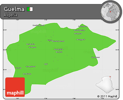 Political Simple Map of Guelma, single color outside