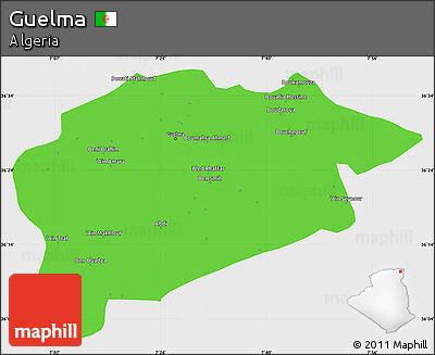 Political Simple Map of Guelma, single color outside