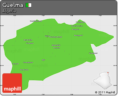 Political Simple Map of Guelma, single color outside