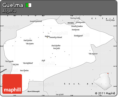 Silver Style Simple Map of Guelma