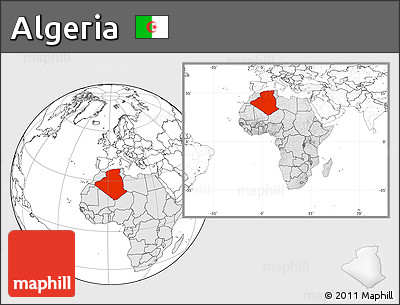 Blank Location Map of Algeria, highlighted continent, within the entire continent