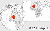 Blank Location Map of Algeria, highlighted continent, within the entire continent