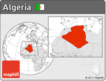 Blank Location Map of Algeria, highlighted continent