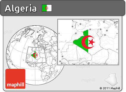 Flag Location Map of Algeria, blank outside